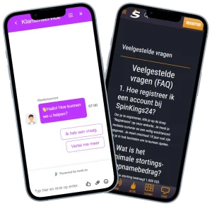 SpinKings24 Casino live chat en FAQ-sectie op mobiele telefoons