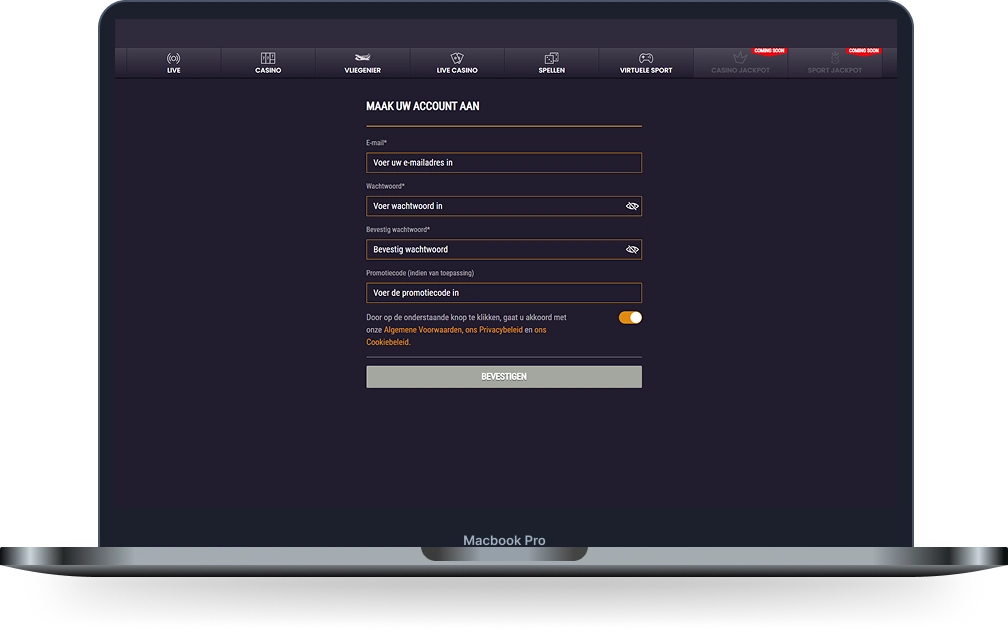SpinKings24 Casino registratieformulier met accountaanmaak op laptop