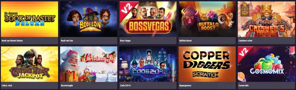 SpinKings24 Casino lobby met slots, scratch games en videospellen